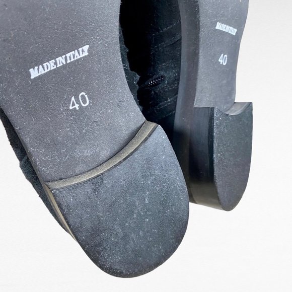 Boho Chic Cuffed Black Suede 16”  Boots Comfy 1” Heel Made in Italy Sz 40 9.5 - Picture 8 of 8